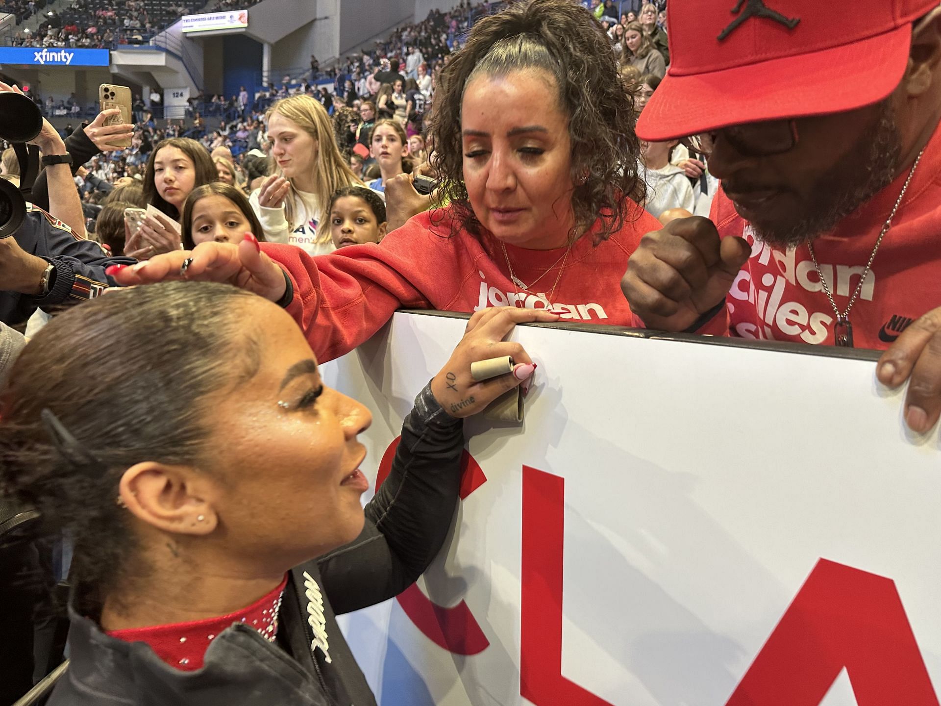 Jordan Chiles with her mother at Gymnastics - 2024 Core Hydration Classic (Image via Getty)